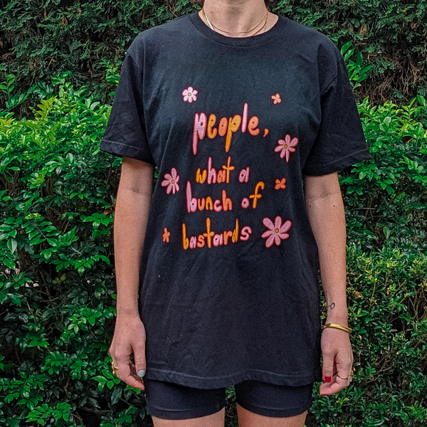 People Are Bastards Tee, Black Books graphic t shirt printed in Sydney by Lonely Kids Club