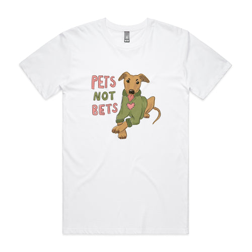 Pets Not Bets Tee by Lonely Kids Club. All clothing from our T-shirts to our shorts and hoodies are ethically made, and printed packed and shipped from Sydney.