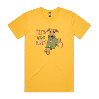 Pets Not Bets Tee by Lonely Kids Club. All clothing from our T-shirts to our shorts and hoodies are ethically made, and printed packed and shipped from Sydney.