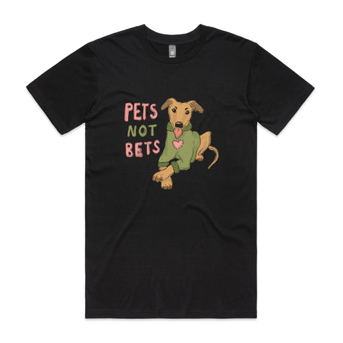 Pets Not Bets Tee by Lonely Kids Club. All clothing from our T-shirts to our shorts and hoodies are ethically made, and printed packed and shipped from Sydney.