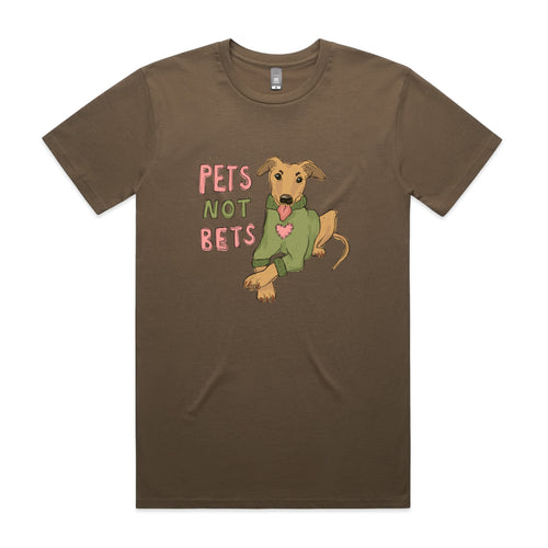 Pets Not Bets Tee by Lonely Kids Club. All clothing from our T-shirts to our shorts and hoodies are ethically made, and printed packed and shipped from Sydney.