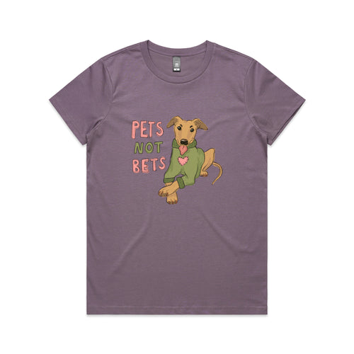 Pets Not Bets Tee by Lonely Kids Club. All clothing from our T-shirts to our shorts and hoodies are ethically made, and printed packed and shipped from Sydney.