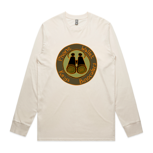 Phone Wallet Keys Binoculars Tee by Lonely Kids Club. All clothing from our T-shirts to our shorts and hoodies are ethically made, and printed packed and shipped from Sydney.
