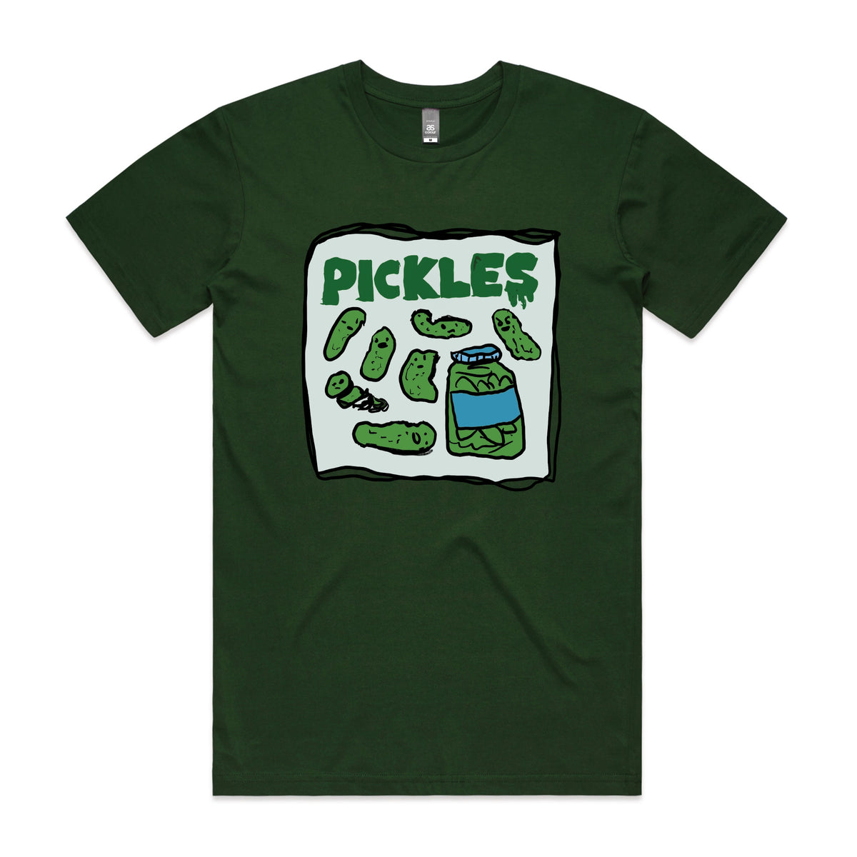 Forest Green unisex t-shirt with Pickles graphic by Lonely Kids Club