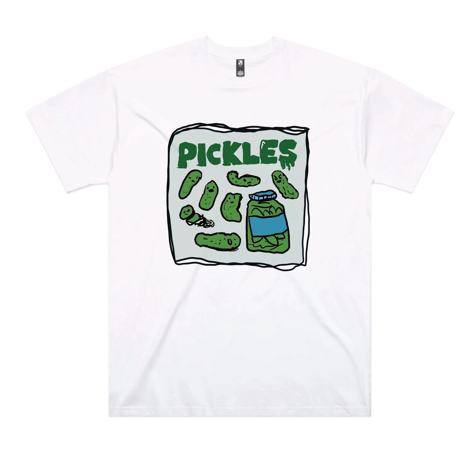 White oversized t-shirt with Pickles graphic by Lonely Kids Club