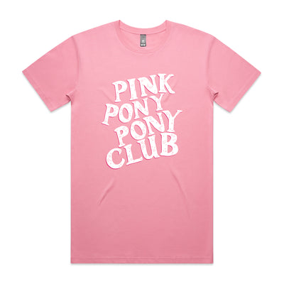 Pink Pony Pony Club Tee by Lonely Kids Club. All clothing from our T-shirts to our shorts and hoodies are ethically made, and printed packed and shipped from Sydney.
