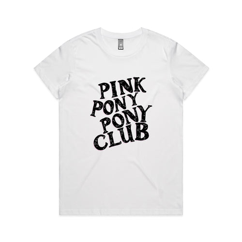 Pink Pony Pony Club Tee by Lonely Kids Club. All clothing from our T-shirts to our shorts and hoodies are ethically made, and printed packed and shipped from Sydney.