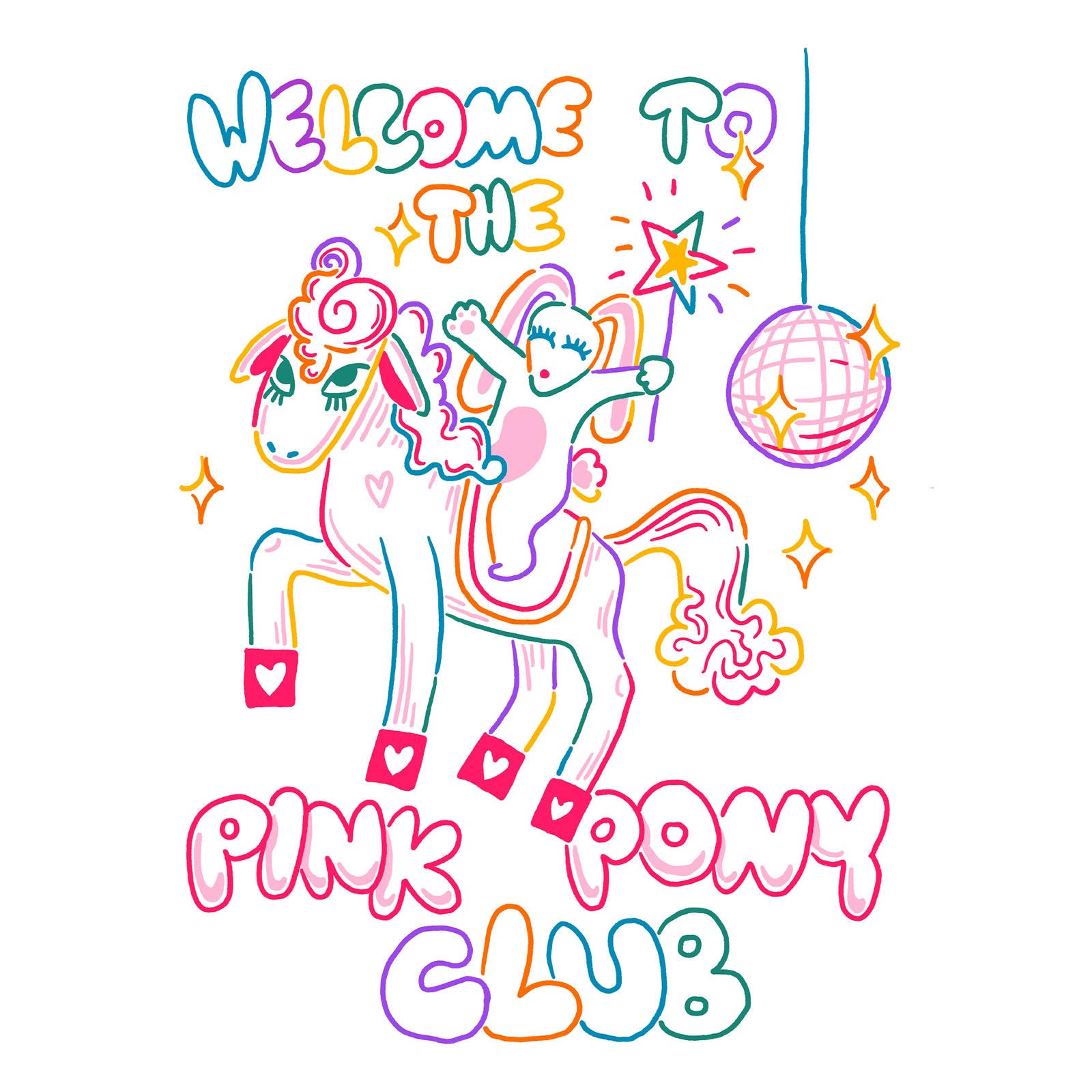 Pink Pony Club T-Shirt Design Inspired by Chappell Roan and sustainably printed in Sydney.
