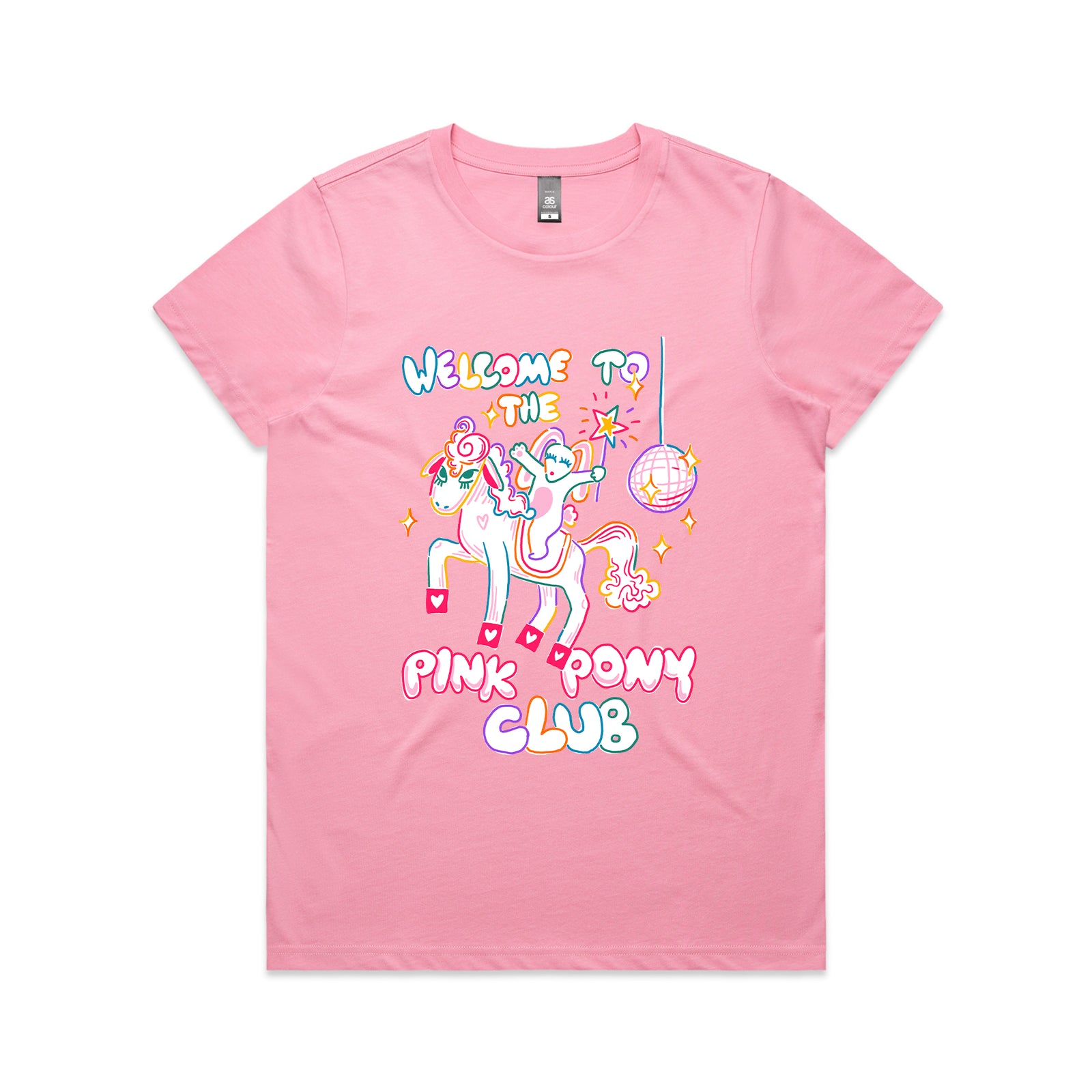 Pink Pony Club T-Shirt Inspired by Chappell Roan and sustainably printed in Sydney.