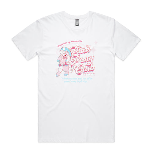 Pink Pony Trans Tee by Lonely Kids Club. All clothing from our T-shirts to our shorts and hoodies are ethically made, and printed packed and shipped from Sydney.