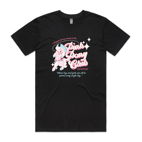 Pink Pony Trans Tee by Lonely Kids Club. All clothing from our T-shirts to our shorts and hoodies are ethically made, and printed packed and shipped from Sydney.