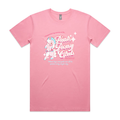Pink Pony Trans Tee by Lonely Kids Club. All clothing from our T-shirts to our shorts and hoodies are ethically made, and printed packed and shipped from Sydney.