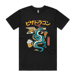 Pizza Dragon Tee by Lonely Kids Club. All clothing from our T-shirts to our shorts and hoodies are ethically made, and printed packed and shipped from Sydney.