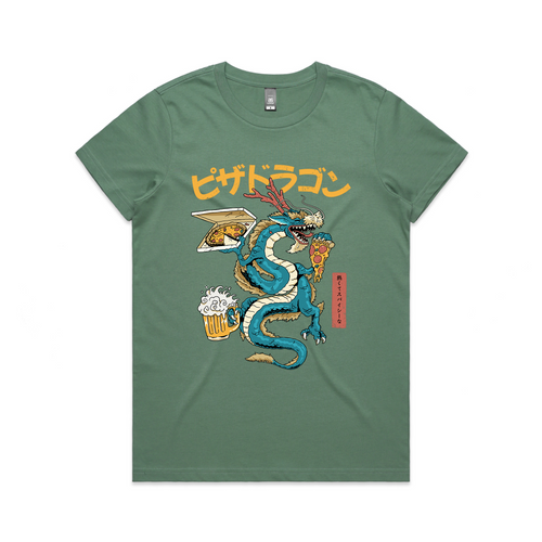 Pizza Dragon Tee by Lonely Kids Club. All clothing from our T-shirts to our shorts and hoodies are ethically made, and printed packed and shipped from Sydney.