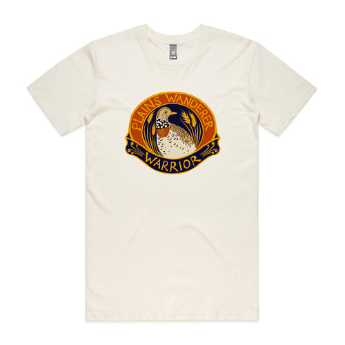 Plains Wanderer Warrior Tee by Lonely Kids Club. All clothing from our T-shirts to our shorts and hoodies are ethically made, and printed packed and shipped from Sydney.