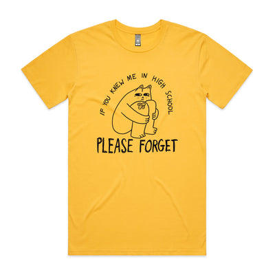 Please Forget Tee by Lonely Kids Club. All clothing from our T-shirts to our shorts and hoodies are ethically made, and printed packed and shipped from Sydney.