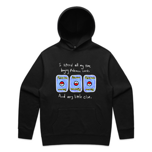 Trading Cards Hoodie by Lonely Kids Club. All clothing from our T-shirts to our shorts and hoodies are ethically made, and printed packed and shipped from Sydney.