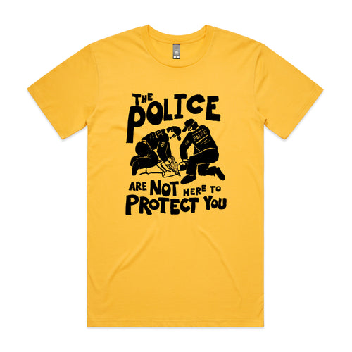 Not Here To Protect Tee by Lonely Kids Club. All clothing from our T-shirts to our shorts and hoodies are ethically made, and printed packed and shipped from Sydney.