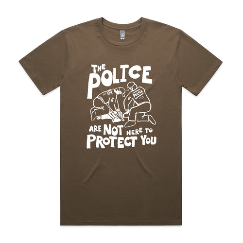 Not Here To Protect Tee by Lonely Kids Club. All clothing from our T-shirts to our shorts and hoodies are ethically made, and printed packed and shipped from Sydney.