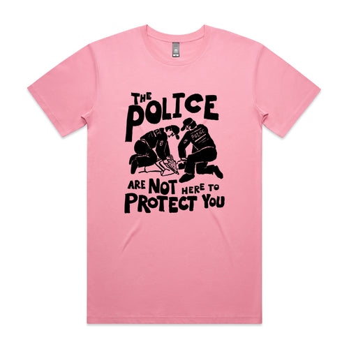 Not Here To Protect Tee by Lonely Kids Club. All clothing from our T-shirts to our shorts and hoodies are ethically made, and printed packed and shipped from Sydney.