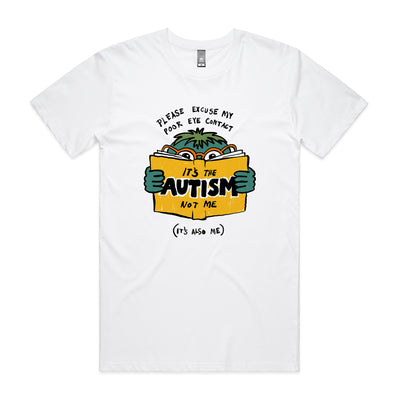 Poor Eye Contact Tee by Lonely Kids Club. All clothing from our T-shirts to our shorts and hoodies are ethically made, and printed packed and shipped from Sydney.