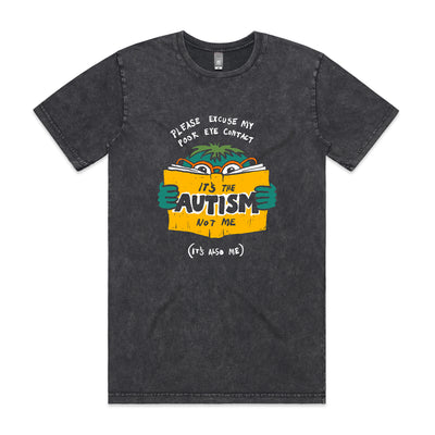 Poor Eye Contact Tee by Lonely Kids Club. All clothing from our T-shirts to our shorts and hoodies are ethically made, and printed packed and shipped from Sydney.