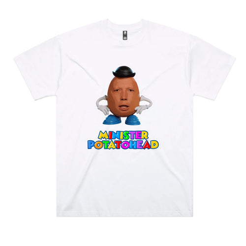Minister Potatohead Tee by Lonely Kids Club. All clothing from our T-shirts to our shorts and hoodies are ethically made, and printed packed and shipped from Sydney.