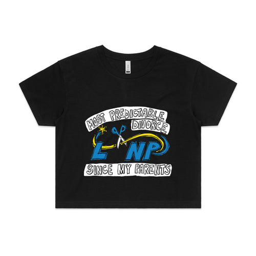 Predictable Divorce Tee by Lonely Kids Club. All clothing from our T-shirts to our shorts and hoodies are ethically made, and printed packed and shipped from Sydney.
