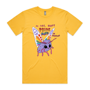 Pride Moth Tee by Lonely Kids Club. All clothing from our T-shirts to our shorts and hoodies are ethically made, and printed packed and shipped from Sydney.