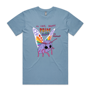 Pride Moth Tee by Lonely Kids Club. All clothing from our T-shirts to our shorts and hoodies are ethically made, and printed packed and shipped from Sydney.