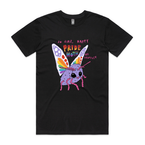 Pride Moth Tee by Lonely Kids Club. All clothing from our T-shirts to our shorts and hoodies are ethically made, and printed packed and shipped from Sydney.