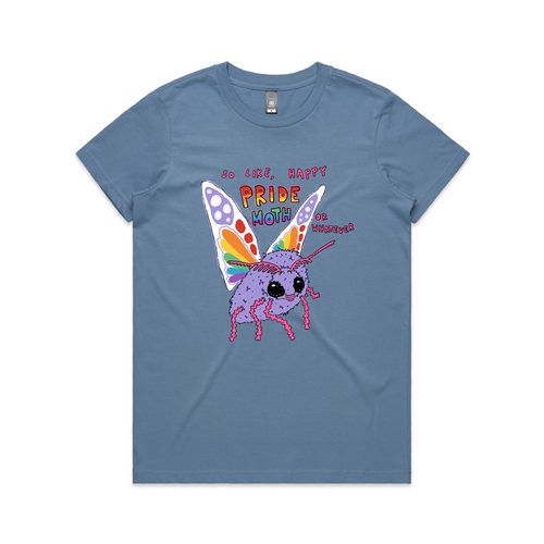 Pride Moth Tee by Lonely Kids Club. All clothing from our T-shirts to our shorts and hoodies are ethically made, and printed packed and shipped from Sydney.