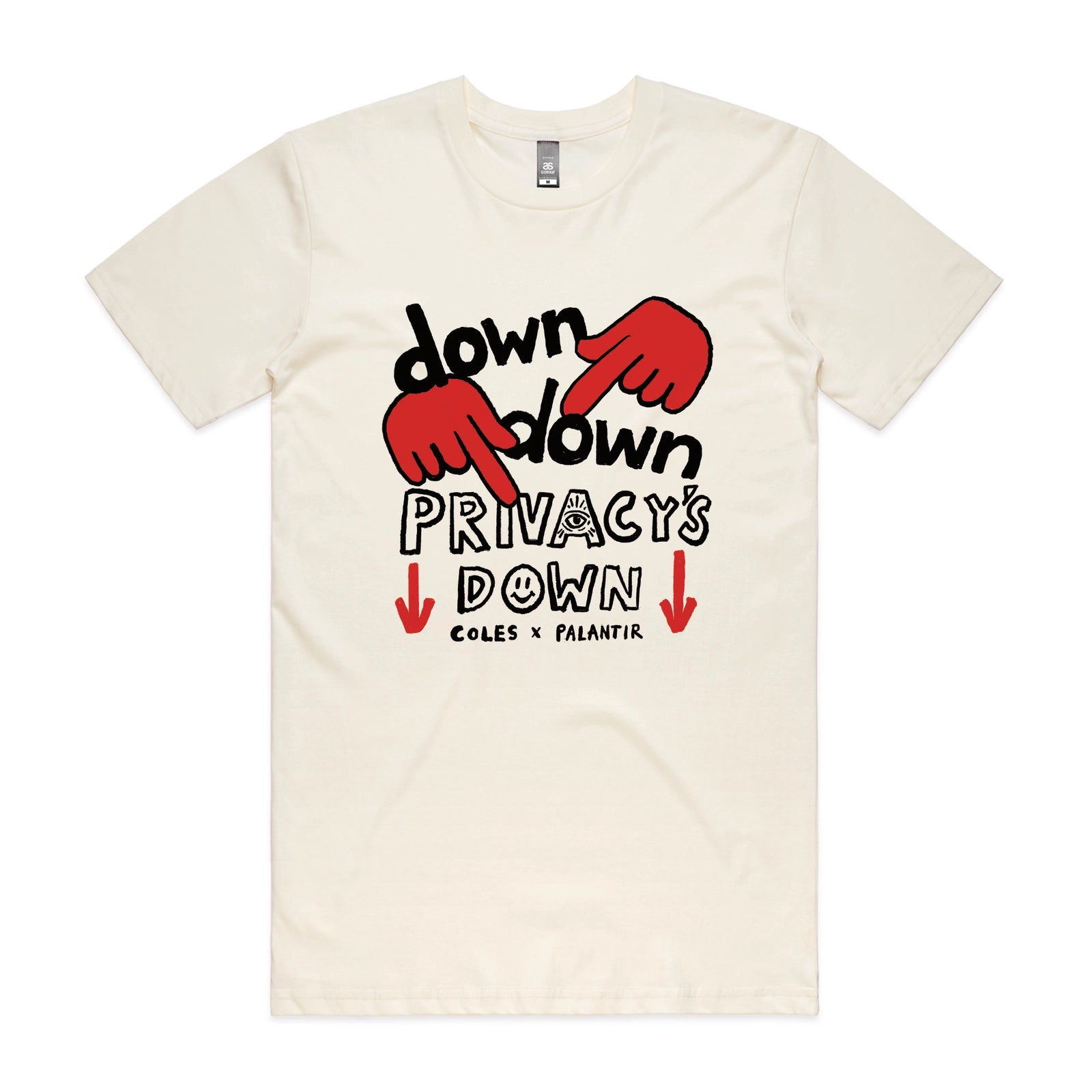 Ecru unisex t-shirt with Privacy's Down graphic by Lonely Kids Club