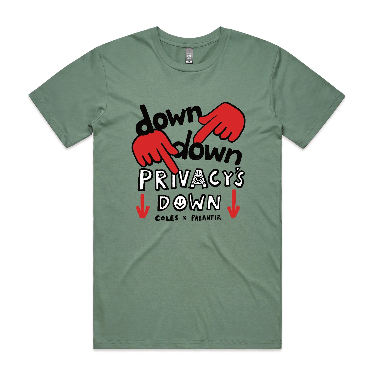 Sage unisex t-shirt with Privacy's Down graphic by Lonely Kids Club
