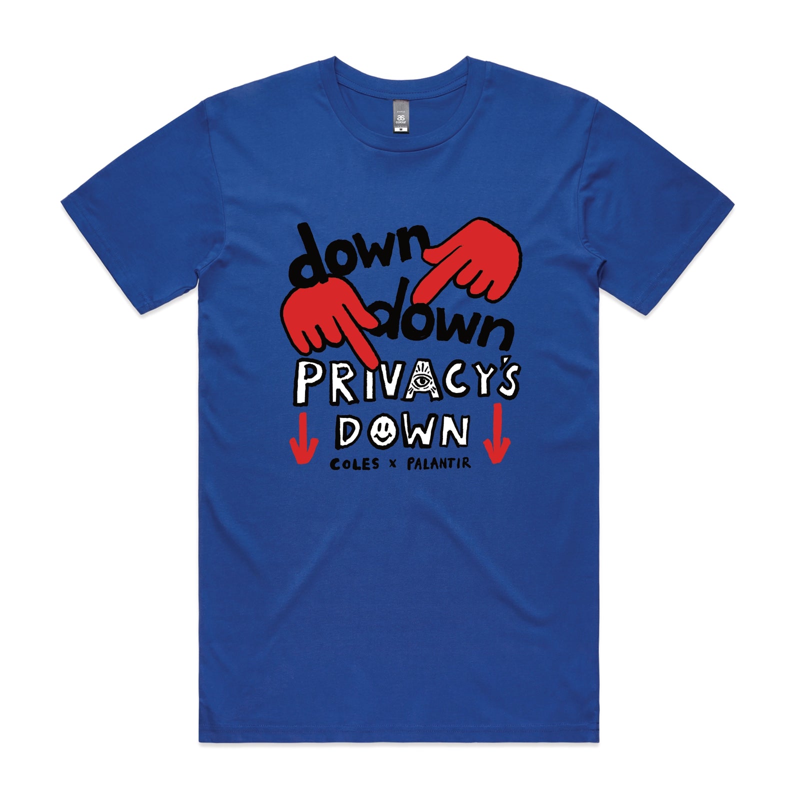 Royal Blue unisex t-shirt with Privacy's Down graphic by Lonely Kids Club