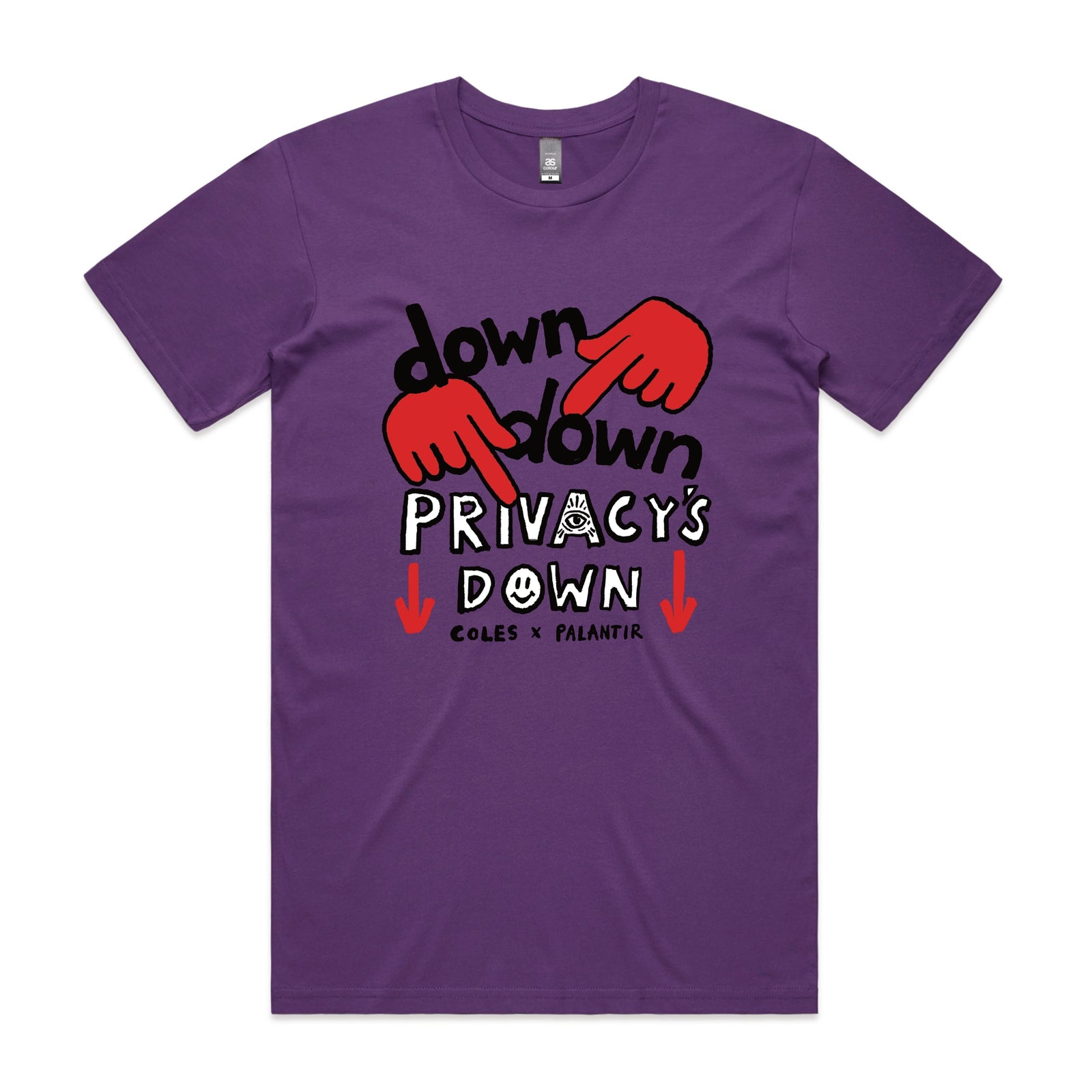 Purple unisex t-shirt with Privacy's Down graphic by Lonely Kids Club