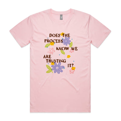 Does The Process Know Tee by Lonely Kids Club. All clothing from our T-shirts to our shorts and hoodies are ethically made, and printed packed and shipped from Sydney.