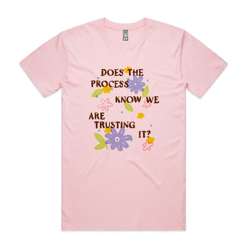 Does The Process Know Tee by Lonely Kids Club. All clothing from our T-shirts to our shorts and hoodies are ethically made, and printed packed and shipped from Sydney.
