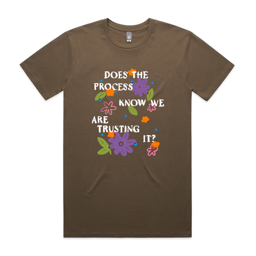 Does The Process Know Tee by Lonely Kids Club. All clothing from our T-shirts to our shorts and hoodies are ethically made, and printed packed and shipped from Sydney.