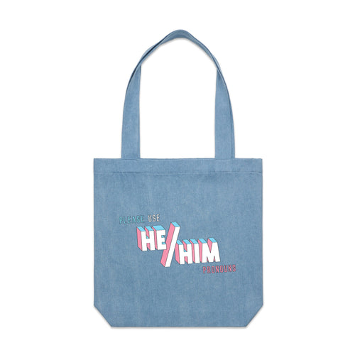 Pronouns Tote by Lonely Kids Club. All clothing from our T-shirts to our shorts and hoodies are ethically made, and printed packed and shipped from Sydney.