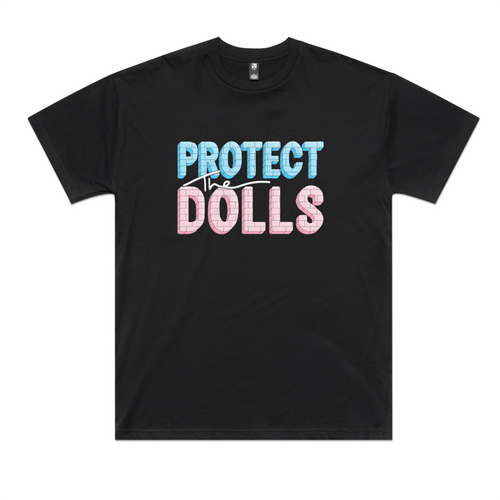 Protect The Dolls Oversized Tee by Lonely Kids Club. All clothing from our T-shirts to our shorts and hoodies are ethically made, and printed packed and shipped from Sydney.