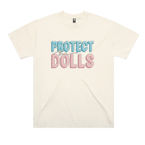 Protect The Dolls Oversized Tee by Lonely Kids Club. All clothing from our T-shirts to our shorts and hoodies are ethically made, and printed packed and shipped from Sydney.