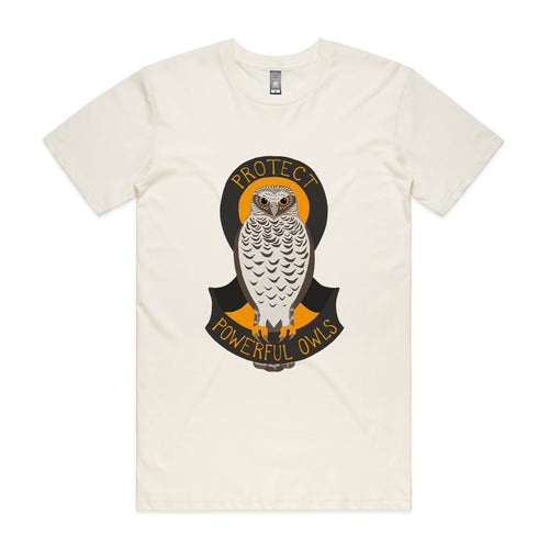 Protect Powerful Owls Tee by Lonely Kids Club. All clothing from our T-shirts to our shorts and hoodies are ethically made, and printed packed and shipped from Sydney.