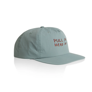 Pull Ya Head In Cap by Lonely Kids Club. All clothing from our T-shirts to our shorts and hoodies are ethically made, and printed packed and shipped from Sydney.