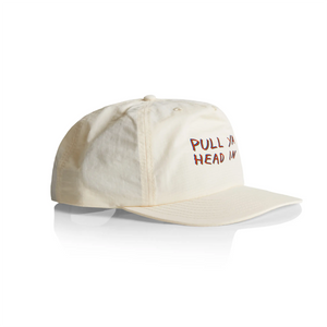 Pull Ya Head In Cap by Lonely Kids Club. All clothing from our T-shirts to our shorts and hoodies are ethically made, and printed packed and shipped from Sydney.