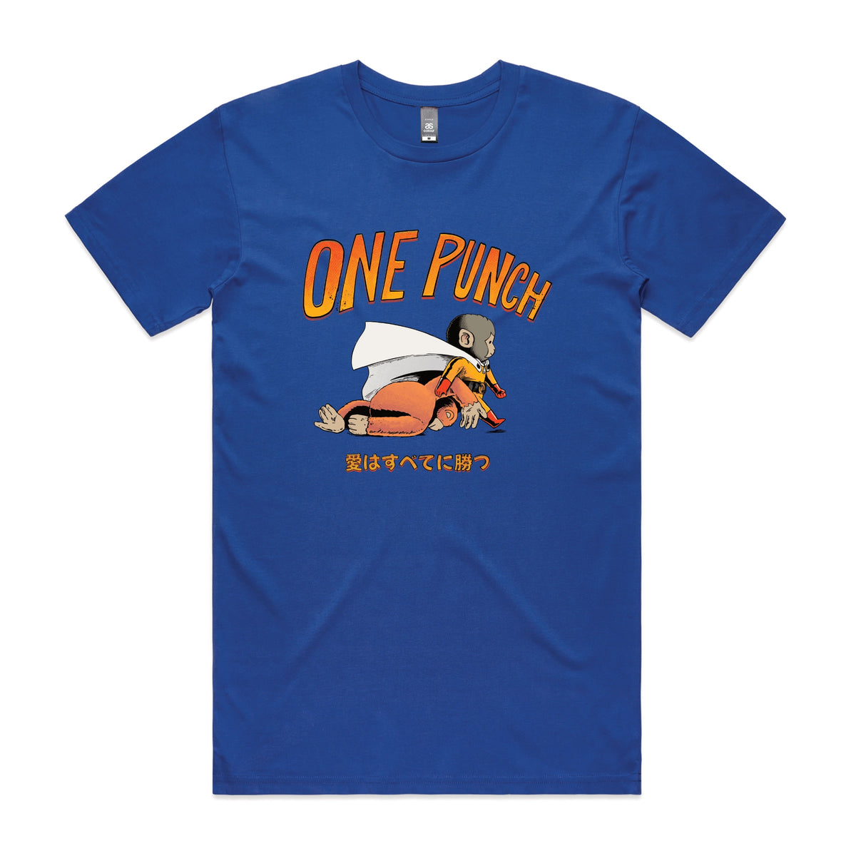 Royal Blue unisex t-shirt with One Punch graphic by Lonely Kids Club