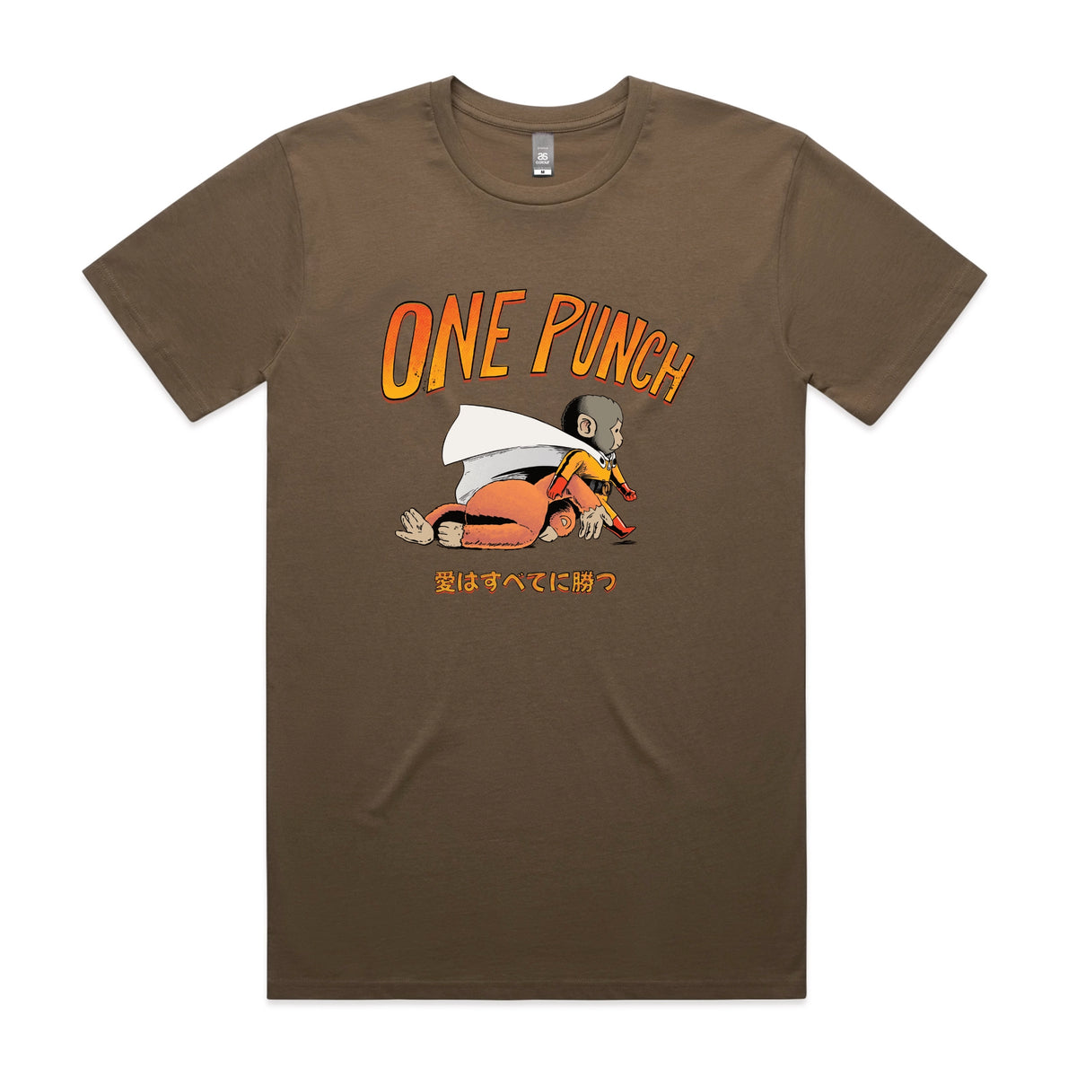 Walnut unisex t-shirt with One Punch graphic by Lonely Kids Club