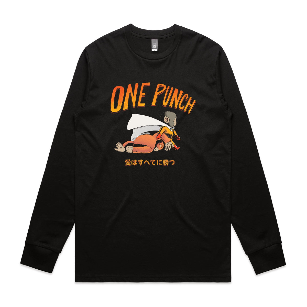 Black long sleeve t-shirt with One Punch graphic by Lonely Kids Club