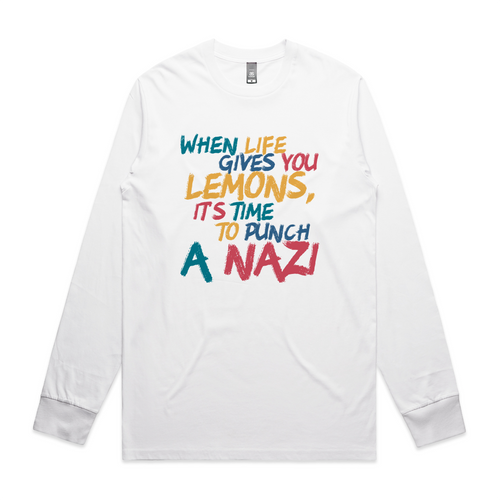 Punch A Nazi Tee by Lonely Kids Club. All clothing from our T-shirts to our shorts and hoodies are ethically made, and printed packed and shipped from Sydney.