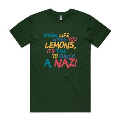 Punch A Nazi Tee by Lonely Kids Club. All clothing from our T-shirts to our shorts and hoodies are ethically made, and printed packed and shipped from Sydney.